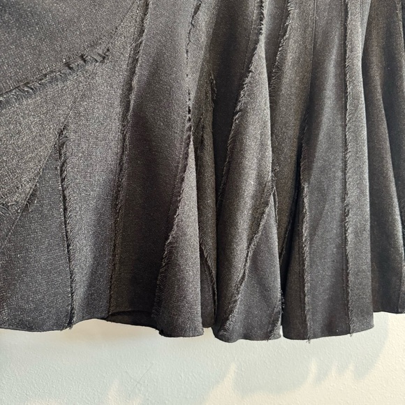 Lena Gabrielle Elegant Black Midi Skirt Pleated Swing Fringe Boho Lagenlook 10 - Picture 4 of 9